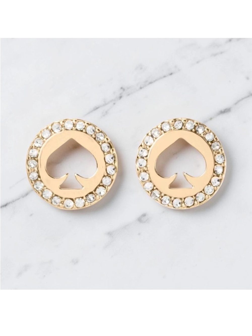 Kate Spade New York “Spot The Spade” Pave Halo Stud Earrings NWT